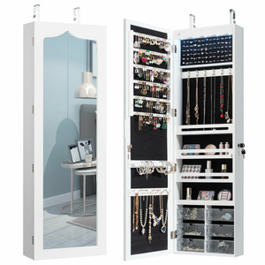 Armoire à bijoux suspendue pleine longueur DB avec 6 tiroirs, organisateur pour trésors, conteneur de rangement en plastique blanc - Product Image 6