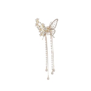 YT fait à la main de luxe plaqué or <span class=keywords><strong>perle</strong></span> chaîne gland griffe <span class=keywords><strong>pince</strong></span> <span class=keywords><strong>pour</strong></span> les femmes épais papillon cheveux métal cheveux griffe pinces <span class=keywords><strong>pour</strong></span> les femmes - Product Image 6