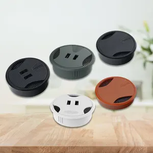 Plastic lid desk cable grommet management dual USB charger office cable wire hole cover