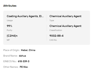 PE <b>Wax</b> Candles Additives High Molecular Weight Polyethylene <b>Wax</b> Powder/Flakes 99% Purity CAS 9002-88-4 92C <b>Melting</b> - Product Image 6