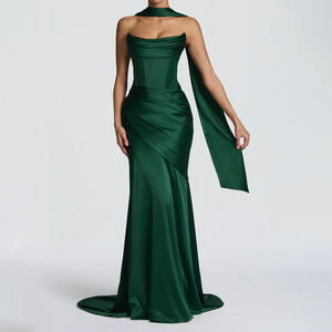 ZYHT 73483サテンマキシドレスマーメイドシルエット工場直接結婚式用カスタマイズ可能リボン手袋付き - Product Image 3