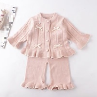 Nouvelle Collection Fêtes de Fin d'Année Automne Hiver – Ensemble Pull Décontracté à Nœud pour Fille, Motif Floral – Tenues d'Hiver pour Bébé Fille – Vêtements de Boutique