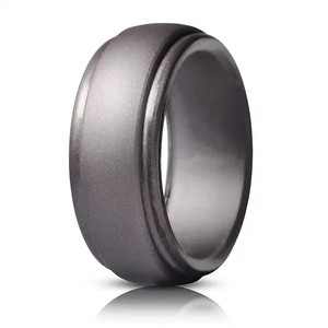10mm Wide 2.5mm Thick Silicone <strong>Ring</strong> <strong>Men</strong> Step Edge Design <strong>Rubber</strong> Wedding Band - Product Image 4