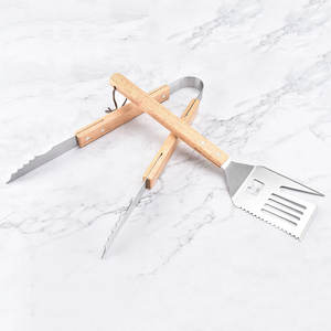 Juego de 2 Utensilios para Barbacoa de Acero Inoxidable con Mango de Madera, Espátula y Pinzas para Barbacoa, para Exteriores, 7 en 2 - Product Image 5