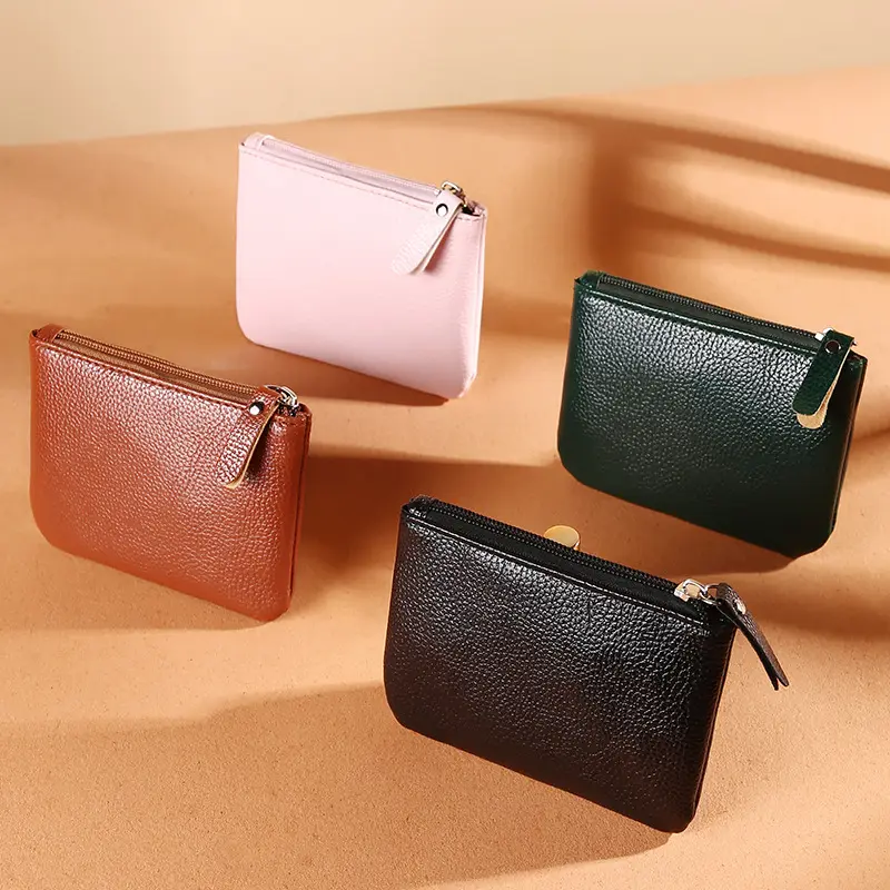 Hot Sale PU Purse Short Unisex Soft Leather Wallet Small Zipper Key Holder Pouch Faux Leather Card Bag Solid Color Coin Purse