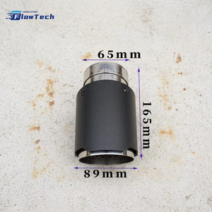 Real Gloss Black Carbon Fiber Exhaust Tail Pipe Tip 304SS Straight Cut <b>Clamp</b>-On Muffler Tip Universal Fit - Product Image 4