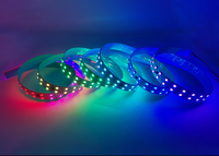 Bande LED RGB adressable 12V/24V 5050 120 LED/m double rangée 20mm de large avec fonction de reprise à un point de rupture et effet de poursuite étanche