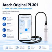 Capteur de niveau d'eau submersible en acier inoxydable Atech PL301 4-20mA RS485 Modbus IP68 pour réservoir et forage