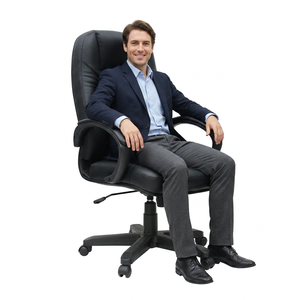 Malaysia Durable Tough PU Leather Modern Design Swivel Office <b>Chair</b> Extra Lumbar Support Adjustable Height for Reception Seating - Product Image 2