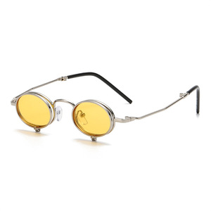 Nuevas <span class=keywords><strong>Gafas</strong></span> de <span class=keywords><strong>Sol</strong></span> Plegables Estilo Steampunk con Marco Metálico Ovalado Pequeño - Product Image 5