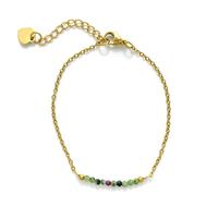 Bracelet en acier inoxydable PVD or 18 carats avec rubis, chaîne à maillons facettés, fermoir réglable à ressort, breloque cœur, cadeau pour femme