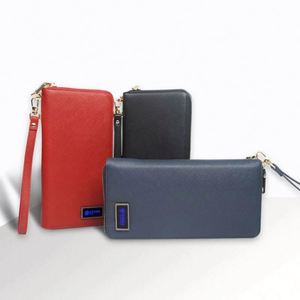 Factory Direct Sale Vintage <b>Long</b> Smart Leather <b>Wallet</b> Wireless Charger Power Bank LED Light Logo Cover Closure Unisex - Product Image 4