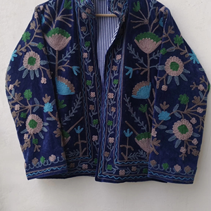 Veste pour femme en coton 100% respirant, réversible, à séchage rapide, écologique, tissée à la main, matelassée, brodée, pour l'automne - Product Image 1
