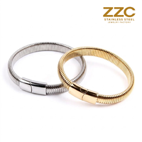 Bracelet chaîne serpent en acier inoxydable unisexe, largeur 10 mm, 22 cm, bracelet à maillons tendance, fermoir magnétique, plaqué or 18 carats, vente en gros