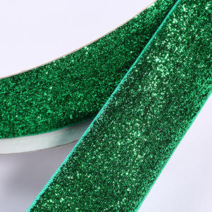 Wholesale Single Side Face Garment Accessories Gold Green Belt Glitter Velvet Riband <strong>Sequin</strong> Velour <strong>Ribbon</strong> - Product Image 6