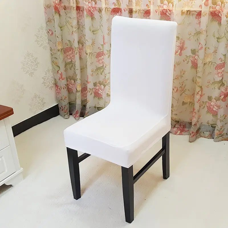 Однотонный эластичный плотный чехол на стул для гостиной