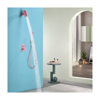 Ensemble de robinet mitigeur de douche encastré à effet pluie mural coloré rose Système de douche à effet pluie de salle de bain Robinets de bain et de douche