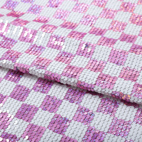 Jacquard Plaid Full Stereo Perlé Tissu Brodé Brillant Maille Damier Sequin Robe Brodée Jupe Tissu Chaîne Fil Teint