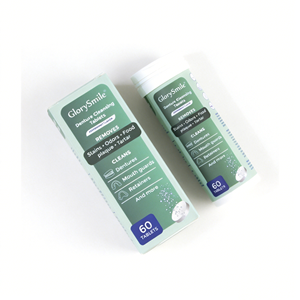 טבליות ניקוי תותבות GlorySmile סיטונאיות, מותג פרטי, 60 יחידות, בטעם מנטה, תוסף תזונה תוסס לניקוי ריטיינר, מסיר כתמים - Product Image 1