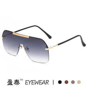 Eyewear <b>Oversized</b> Frameless <b>Sunglasses</b> UV400 PC Lens Unisex Street Style - Product Image 2