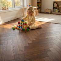 Parquet en bois d'ingénierie en chêne russe de qualité supérieure, couleur personnalisée, 14 mm, multicouche, chevrons, pour salon