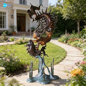 تمثال نافورة دولفين برونزي مخصص للحدائق الخارجية - Product Image 6