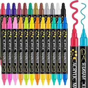 Usa Mairun 12pcs 24 Colors Permanent Non-Erasable Dot Tip Art Acrylic Markers with Dual-side Writing Loose Packaging <b>Paint</b> Set - Product Image 6