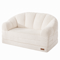 Canapé-lit 2 places moderne en velours côtelé avec dossier en coquille, pliable, pour villa, école, salon, mobilier écologique personnalisable