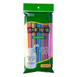 Pailles décoratives en plastique PP jetables colorées en forme de cœur pour boissons et jus, idéales pour les fêtes, 26x0,6 cm, 100 pièces par paquet - Product Image 2