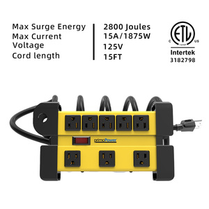 PrimoPower Heavy Duty 8 Outlet Copper/<b>PVC</b> Power <b>Strip</b> 5ft Extension Cord Surge Protector 2 Ports 15A 125V Home Use - Product Image 2