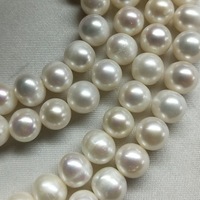 Collier en perles d'eau douce semi-finies, simples, blanches, rondes, de 8 à 9 mm, qualité moyenne, avec des défauts