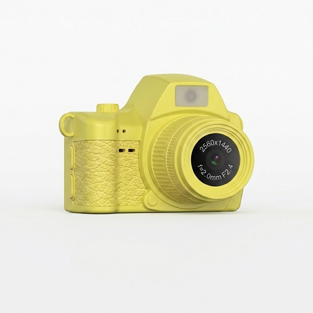 Yellow Portable Mini Digital Camera 1.47" Screen 1080P 2K HD Video Recorder 180mAh Battery TF Card Face Detection Kids Outdoor