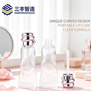 Twisted Rose Gold Cap Waist Shaped Clear <b>Lip</b> <b>Gloss</b> Tube Empty Liquid Lipstick Container - Product Image 1