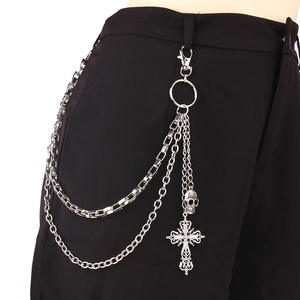 Skull And <b>Cross</b> Waist <b>Chain</b> For Women Hip Hop Style Metal Pendant Decorative Pants <b>Chain</b> Accessory - Product Image 1