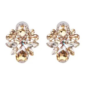 European American luxury charm alloy Set crystal diamond geometric temperament female studs earrings