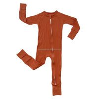 Ruidian personnalisé bambou bébé pyjamas 100% coton enfants vêtements de nuit combinaisons bébé tricot barboteuse bébé tricot fermeture éclair Onesie