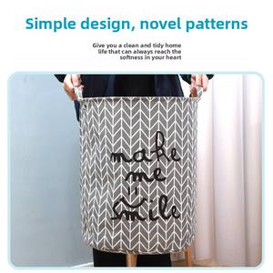 Cesto de Ropa Plegable de Lino y Algodón, Impermeable, con Nuevo Diseño de Cilindro Grande, para Almacenamiento de Juguetes, Modelo D5347 - Product Image 3