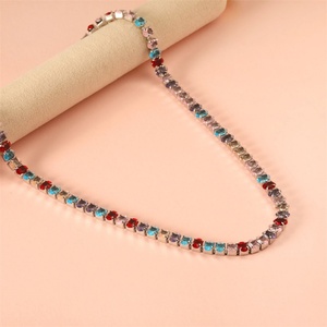 Fashion Jewelry Rhinestone Choker <b>Necklace</b> Colorful Oval Zircon Tennis Chain <b>Necklace</b> - Product Image 4