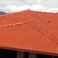 Lámina Decorativa de PVC Tipo Teja Colonial, Lámina de PVC Adhesiva de 6 mm, Hoja de Techo Corrugado