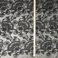 Veste en mousseline de soie polyester, vêtements pour femmes et enfants, tissu style kimono à motifs floraux, fil noir, 100%
