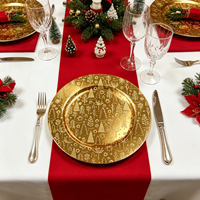 Assiettes de Présentation Dorées en Plastique PP 33cm avec Motif Flocon de Neige Festif pour Décorations de Table de Noël