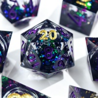 LuxeRoll Liquid Core Amethyst DND Dice Set 7Pcs Handmade Resin Dice Purple Polyhedral Dice for TRPG RPG Tabletop Game Wholesale