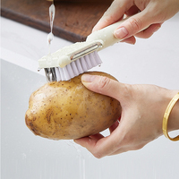 FF5799 Multifunctionele 4-in-1 groenteborstel met schilmesje, aardappel- en wortelschrobber, keuken fruit- en groentereinigingsborstel