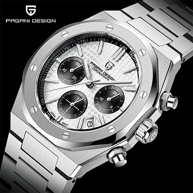 Custom fashion designs oem logo sport stainless steel chronograph watches for men luxury