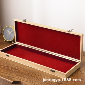 Caja de madera rectangular con cerradura para caligrafía y pintura, caja de regalo para manualidades, almacenamiento de espadas, abanicos, té y cápsulas de café - Product Image 4
