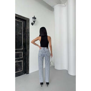 Jean Boyfriend Respirant Imprimé Léopard Coupe Mom pour Femme Taille Basse Goth Skinny Bootcut Motif Floral Nœud Déchiré Style Trucker - Product Image 4