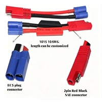 Kabel Daya Arus Tinggi 10AWG Silikon untuk Panel Surya Baterai Merah/hitam Konektor 2 Pin SAE ke Konektor EC5 M/F