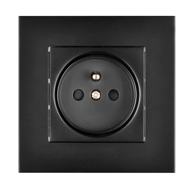 EU Standard German French Socket Black Color Pc Material Power Socket Home Use Wall Socket Electrical 86*86