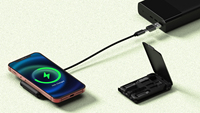 Boîte organisatrice de câbles de chargeur sans fil avec logo lumineux personnalisé, charge rapide 15W, support de téléphone pliable, ensemble de câbles de données multi-embouts