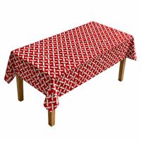 Nappe de table rectangulaire moderne en PEVA, motif losanges rouges et blancs, 90x132 pouces, imperméable, écologique, anti-taches, pour jardin extérieur